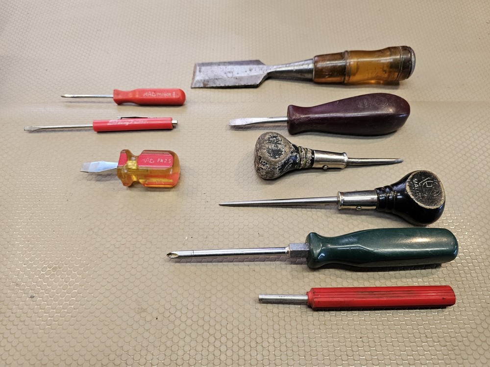 Large lot of mostly USA tools & drivers screwdrivers mac matco snap on pick hook