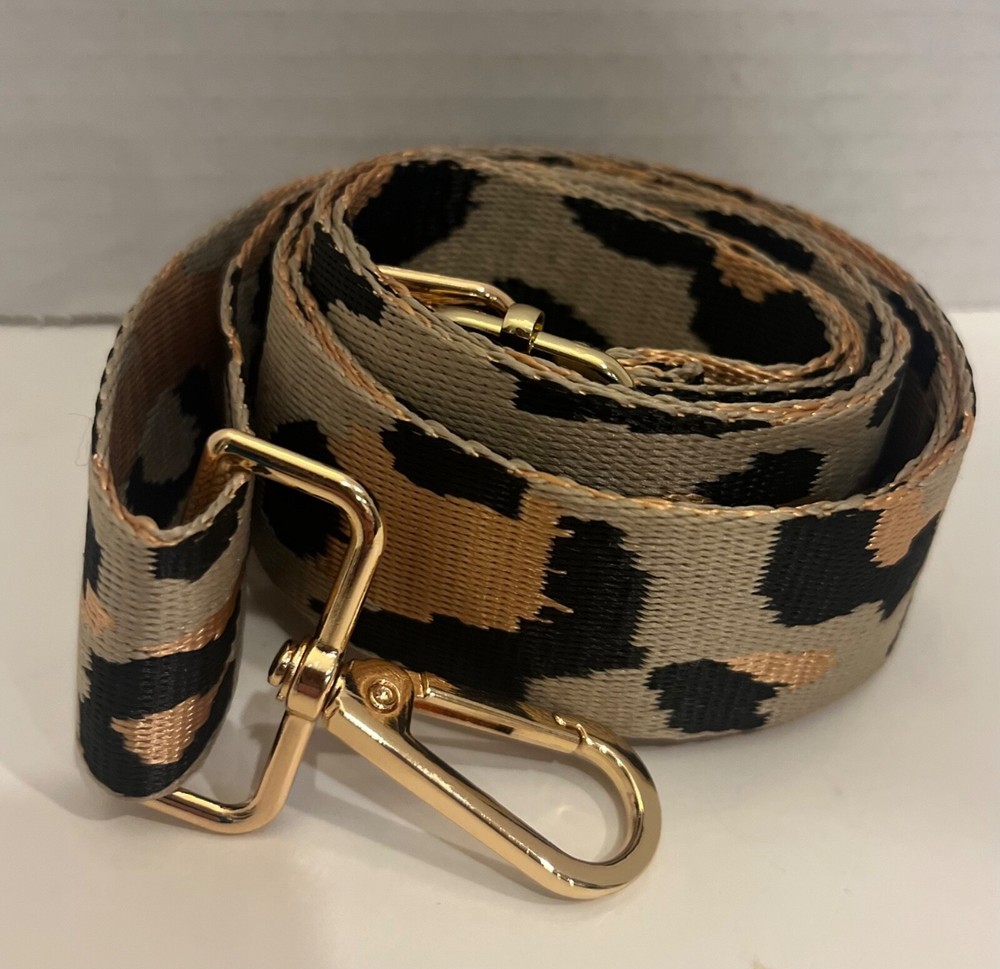 NWT WOMEN'S LEOPARD PRINT CROSSBODY BAG STRAP-  GOLD HARDWARE