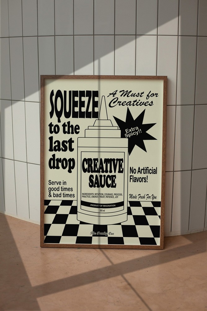 Creative Sauce Beige And Black Trendy Monochrome Wall Art Print Retro Wall Art