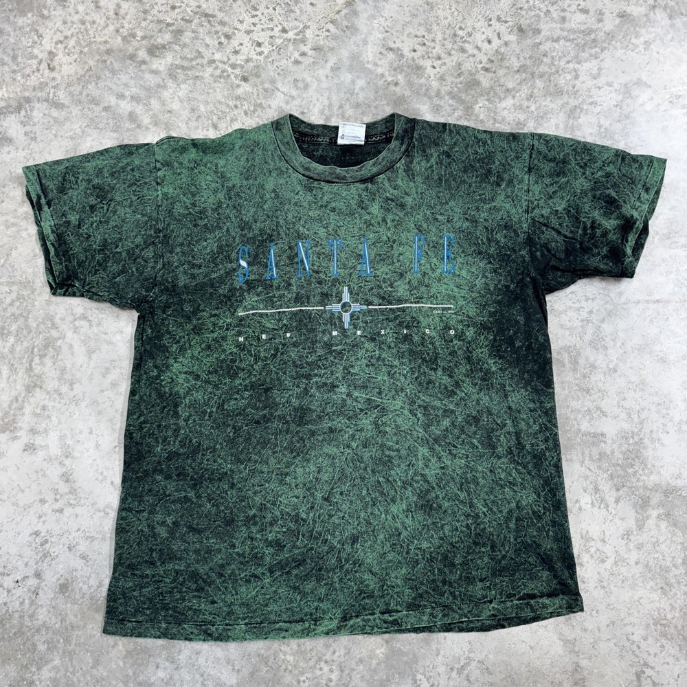 Vintage Santa Fe Graphic Shirt Mens XL Green New Mexico Oneita USA 90s