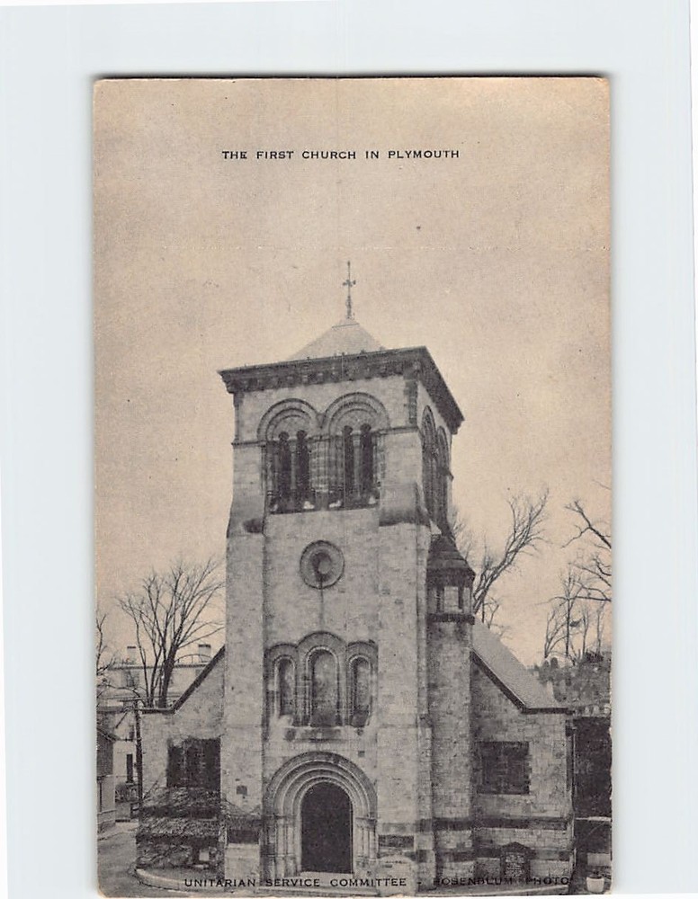 Postcard First Church in Plymouth Massachusetts USA