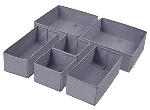 Dresser Drawer Organizer, Foldable Cloth Storage Box Closet 6pack Solid Grey