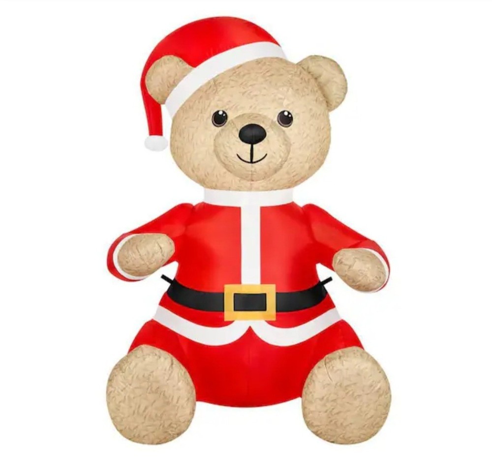 AIRBLOWN CHRISTMAS DECOR BEAR IN SANTA SUIT 5.5FT / HOME ACCENT LED BRAND NEW!-image