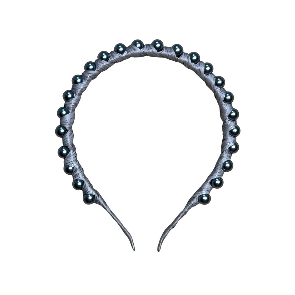 Anthropologie Silver Pearl Wrapped Ribbon Thin Headband - 1 count