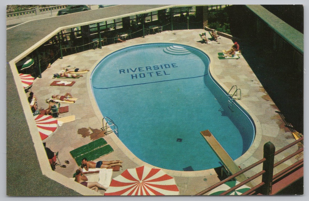 Reno Nevada~Air View Pool At The Riverside Hotel~Vintage Postcard