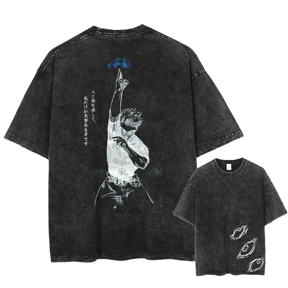 Jujutsu Kaisen T-Shirt – Satoru Gojo Pose Design | Cotton Oversized Anime Tee...