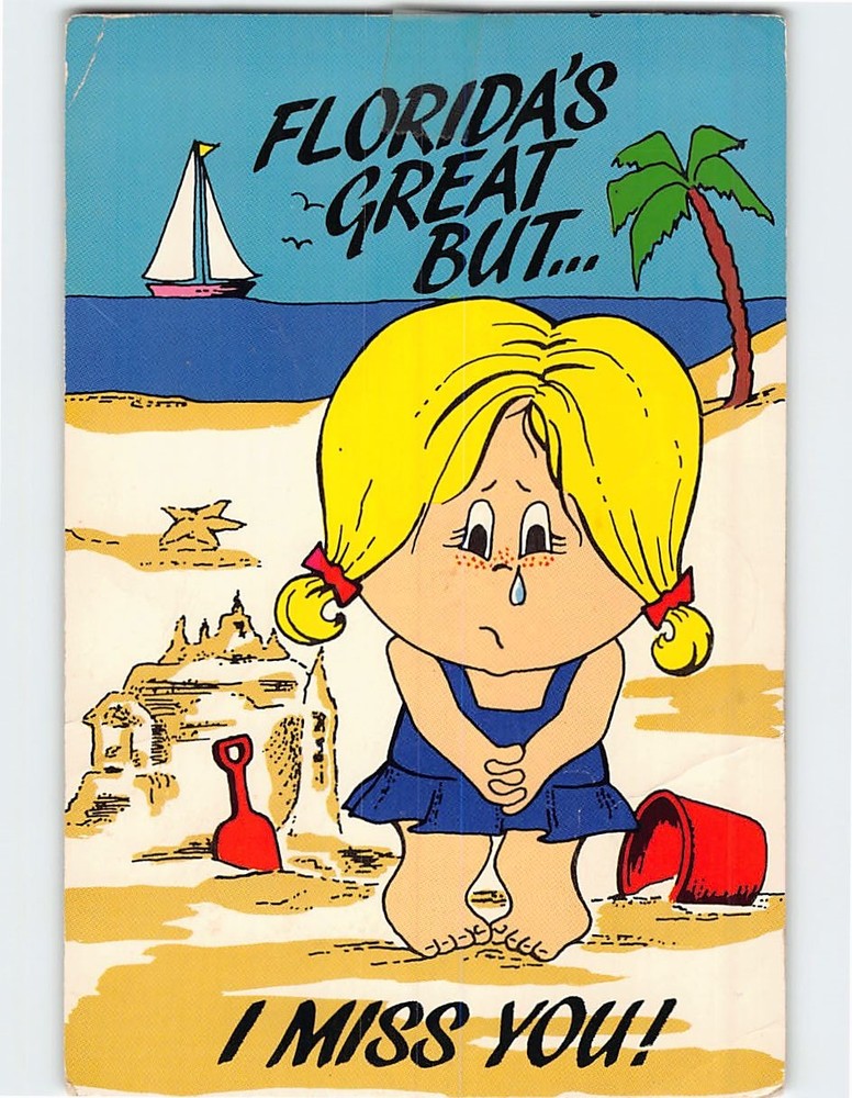 Postcard Florida is Great But I Miss You Beach Scene Art Print