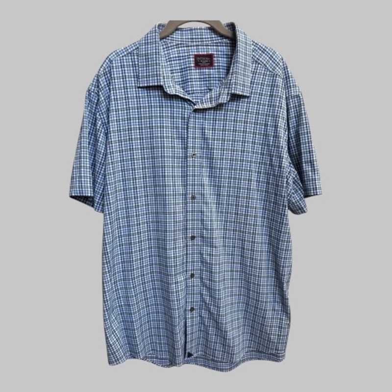 UNTUCKit Men's Short Sleeve Button Up Shirt Slim Fit Blue Sail Logo Size XXL
