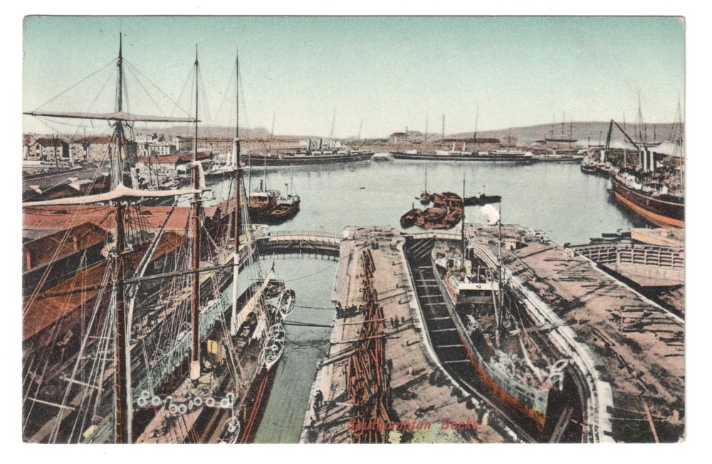 Southampton Docks - 1906 used Hampshire postcard