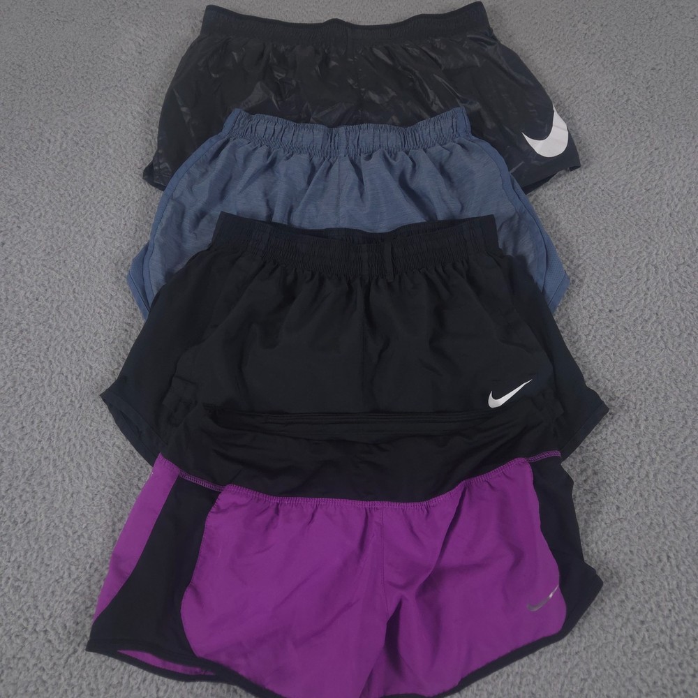 LOT OF 4 Nike Running Shorts Womens Medium Tempo Lined Dri-Fit Workout Gym 3.5