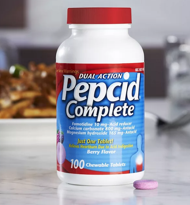 Pepcid Complete Dual Action Acid Reducer Chewable Tablets-Berry Flavor, 100 C-image