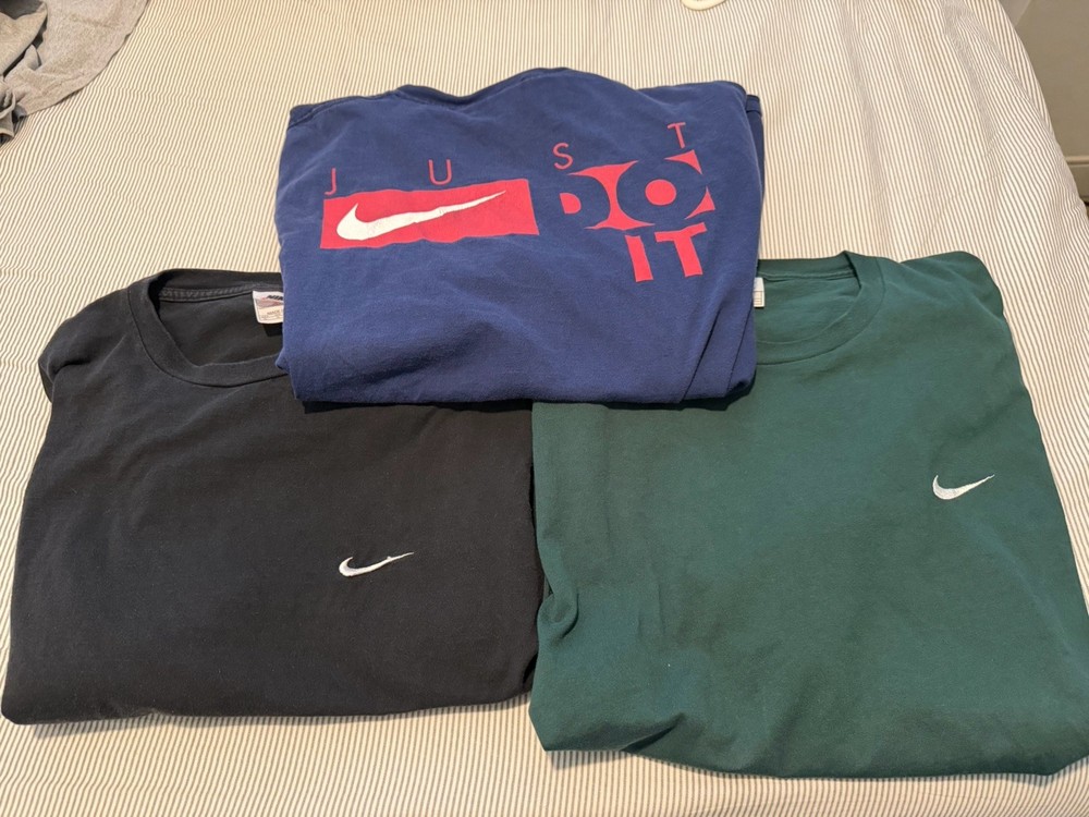 Vintage 90s Nike T Shirt XL Lot Of 3 USA Made Black Navy Forest Green Streetwear