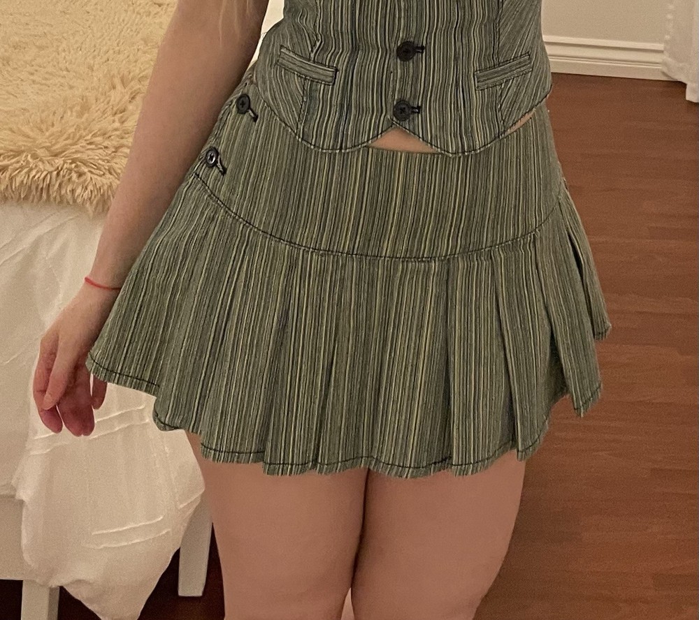 Y2K Striped Denim mini skirt, size S