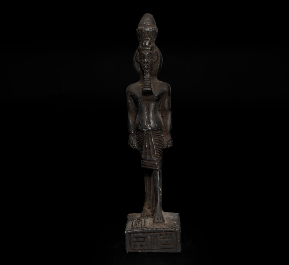 Ancient Egyptian Antiques Osiris Statue Black Stone Pharaonic Deity Figure BC