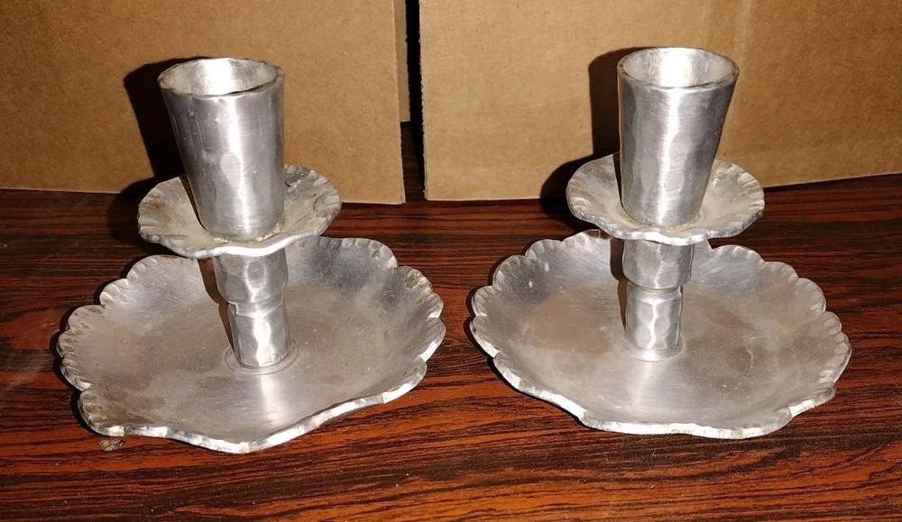 Vintage Hand Forged Everlast Metal Candle Stick Holder Hamered Aluminum MCM