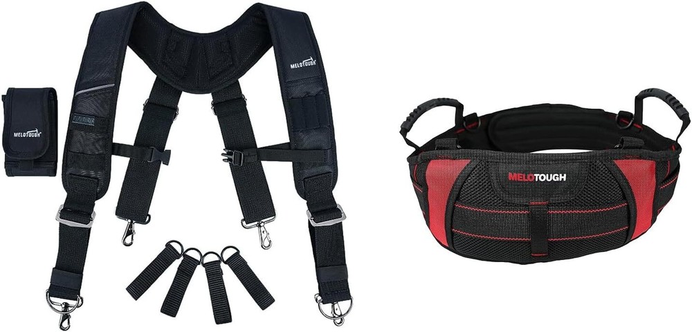 MELOTOUGH Tool Belt Suspenders Construction Bag Suspenders Heavy Duty Padded Wor