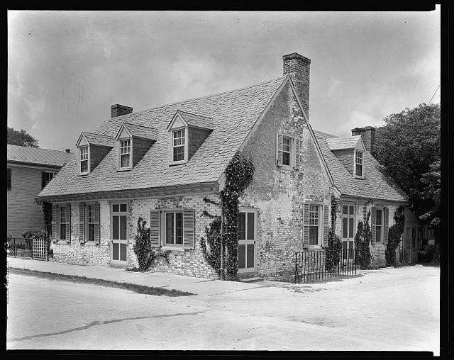 Photo:Yorktown Virginia Paul Cottage 1930s Brick Dwellings Dormers Chimney