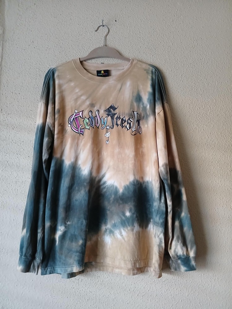 Teddy Fresh Shirt Mens Large Multicolor Tie Dye Long Sleeve Bear Graphic Logo