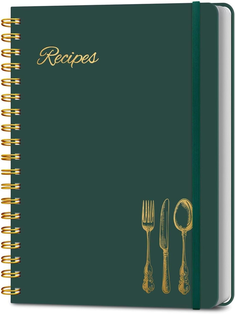 Blank Recipe Book to Write in Your Own Recipes. Spiral Hardcover Blank Cookbook,