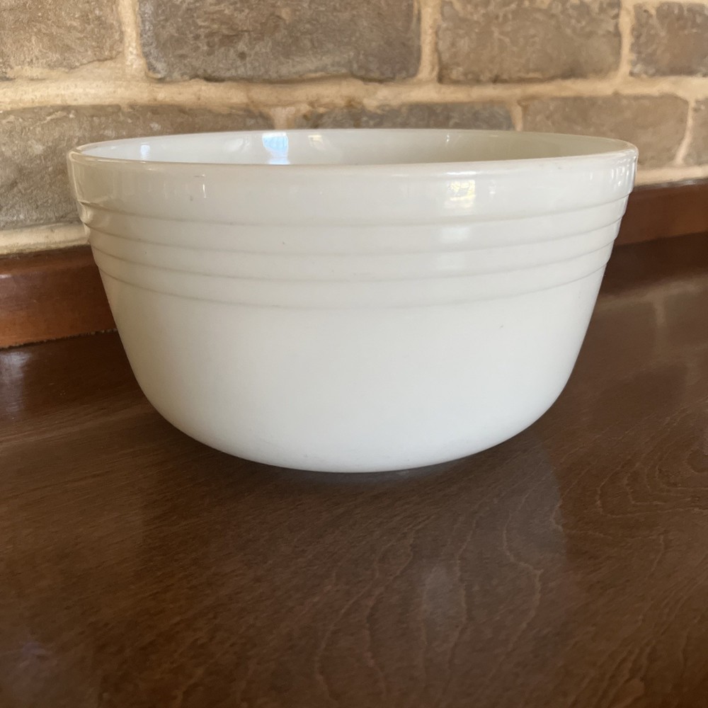 Vintage White Pyrex Ribbed Milk Glass #3 Mixing Bowl for Hamilton Beach Mixer