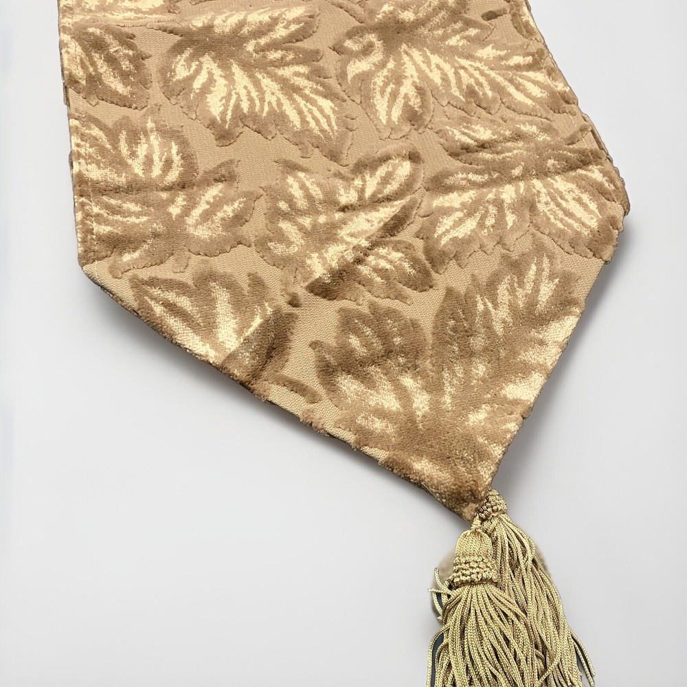 Thanksgiving Fall Autumn Leaves Decor Tapestry Table Runner W/ Tassel 13x54 NEW