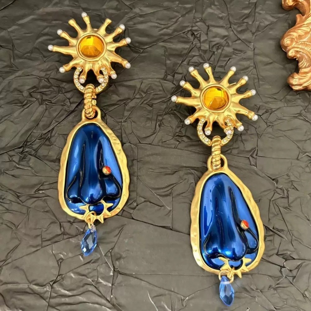 Schiaparelli Surrealist Style Exaggerated Nose Ear Studs Earrings With Box