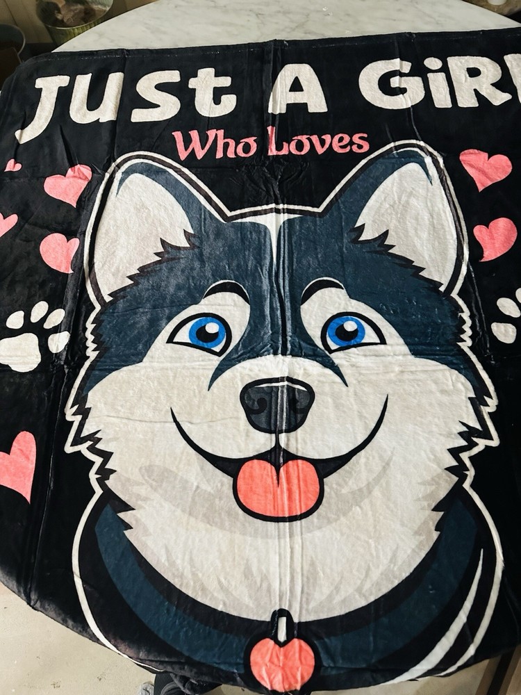 Just A Girl Who Loves Haskies Print  Dogs Inspirational Blanket 4x5 Ft Unique