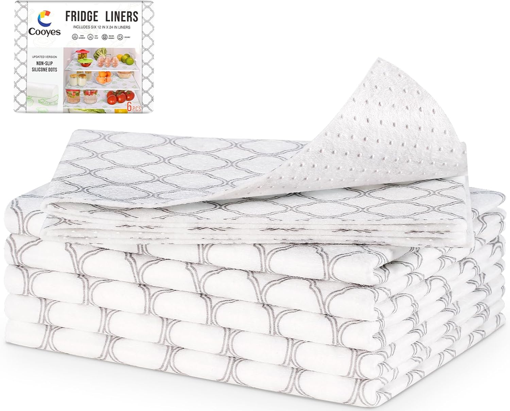 Non Slip Refrigerator Liners, 2-In-1 Fridge Mats and Fresh-Keeping Shelf Liners,