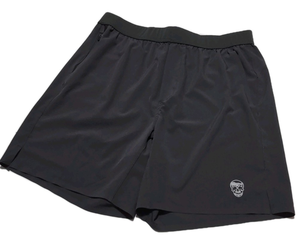 Gymreapers Men's Black Solid Athletic Shorts L Regular Elastic Waist Pockets
