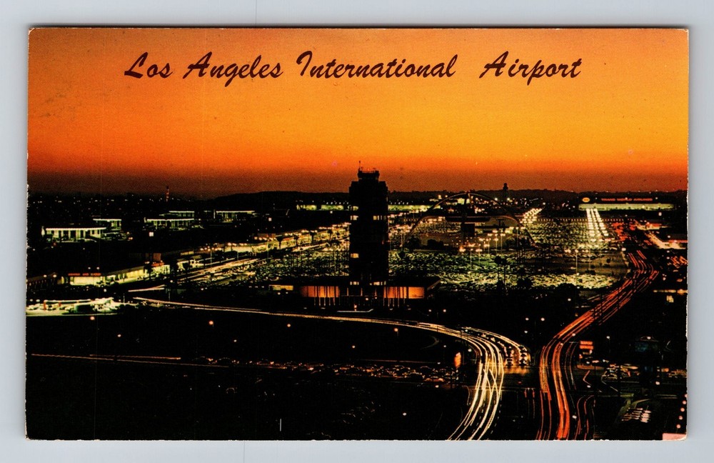 Los Angeles CA-California Sunset At International Airport Vintage Postcard PC