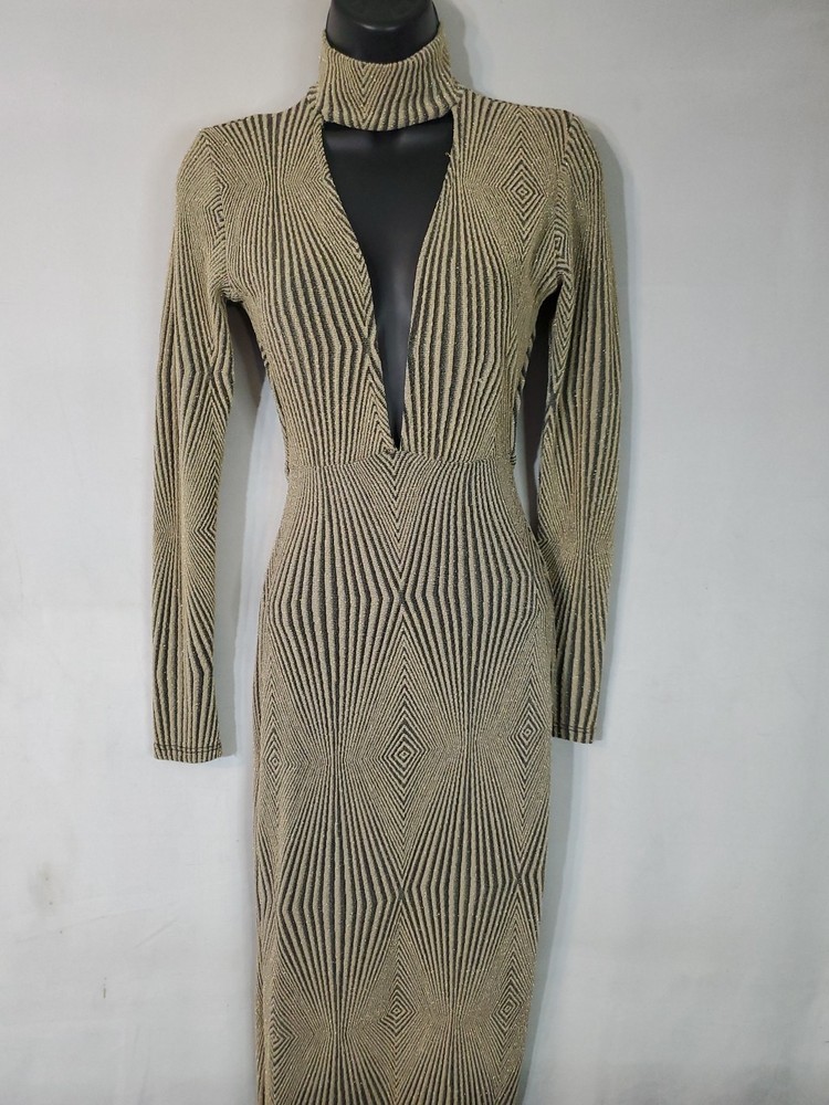 Fashion Nova Attention On Me Long Sleeve Metallic Dress Size Small