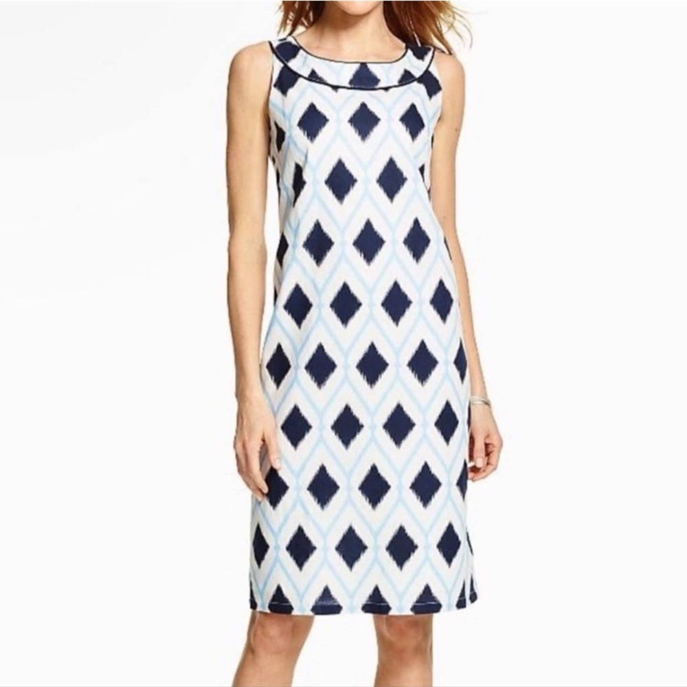Talbots Navy And White Diamond Pattern Midi Dress, Size 18W