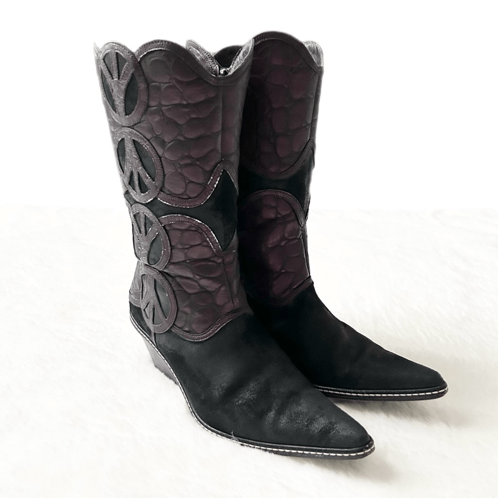 Donald J Pliner Western Couture Collection Vintage Suede Cowboy Boots Size 7 M