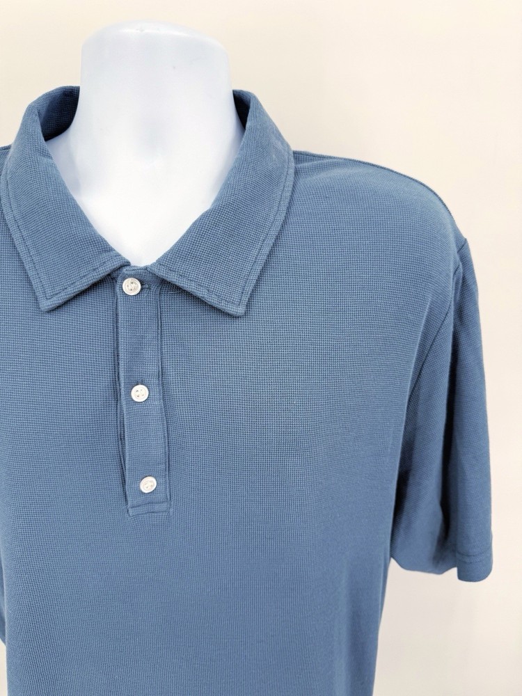 NN07 No Nationality Men's XL Polo Stretch Shirt Solid Blue Short Sleeve Button
