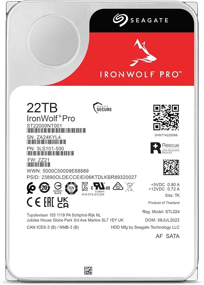 Seagate IronWolf Pro 22 TB NAS HDD CMR 3.5