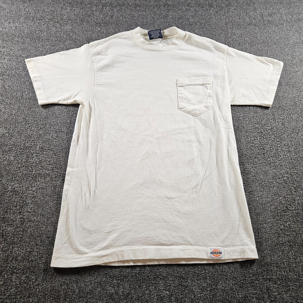 Vintage Dickies Pocket T-shirt 90s White Made In USA Single-stitch Size Medium