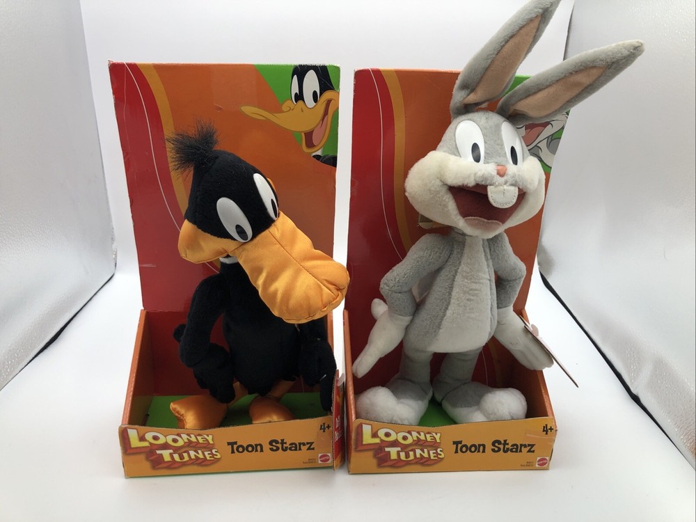 Looney Tunes Plush DAFFY & Bugs Bunny Toon Starz Stuffed Animal Toy Mattel 2003