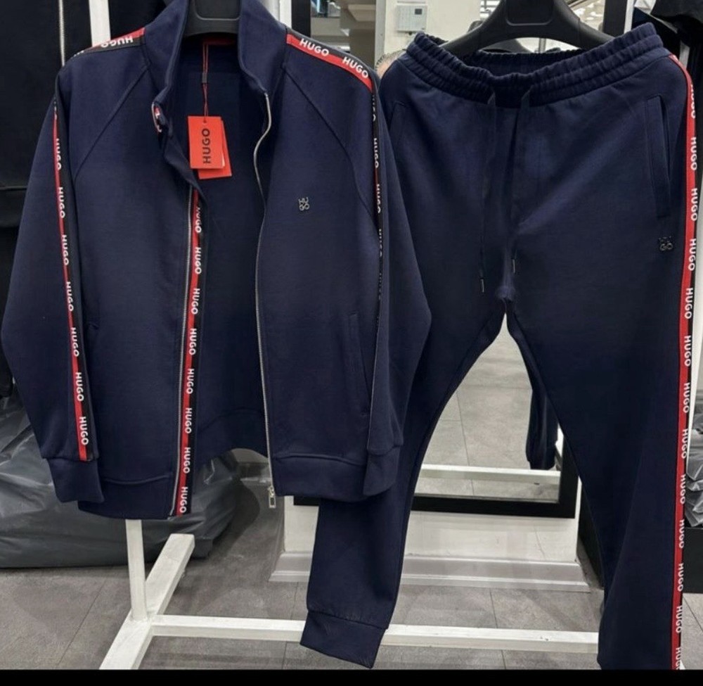 HUGO Men’s Navy Blue Tracksuit Set Zip Jacket & Track Pants Cotton M 2 Piece