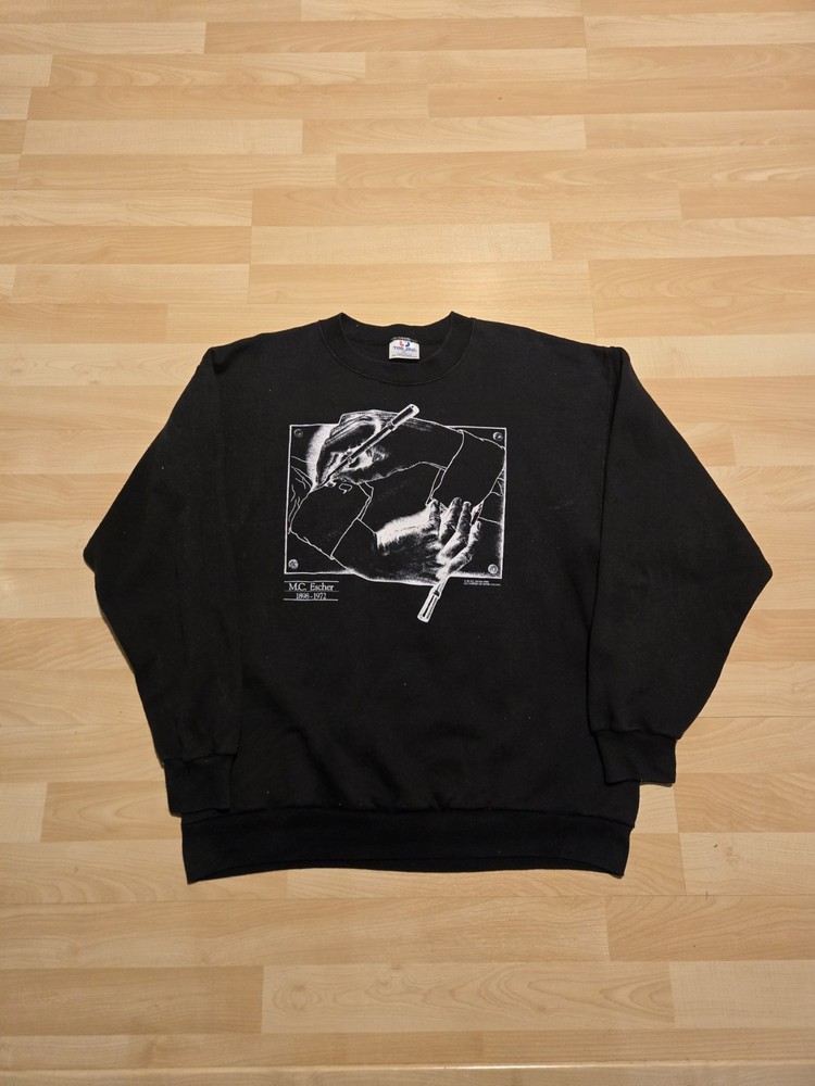 Vintage 1990’s M.C. Escher Art Graphic Lizard Crewneck Sweatshirt TeeJays XLarge