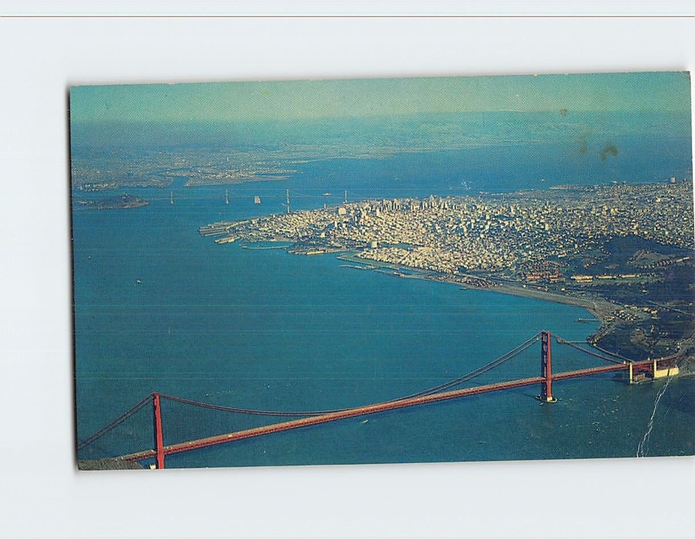 Postcard Air View of Golden Gate Bridge San Francisco California USA
