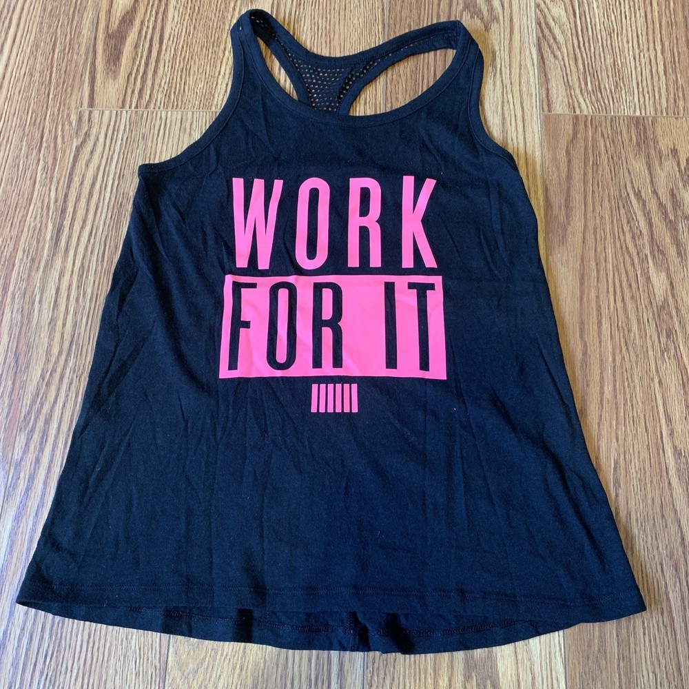 VSX Victorias Secret Sport Work For It Black/Pink Tank Top Mesh Back Size XSmall