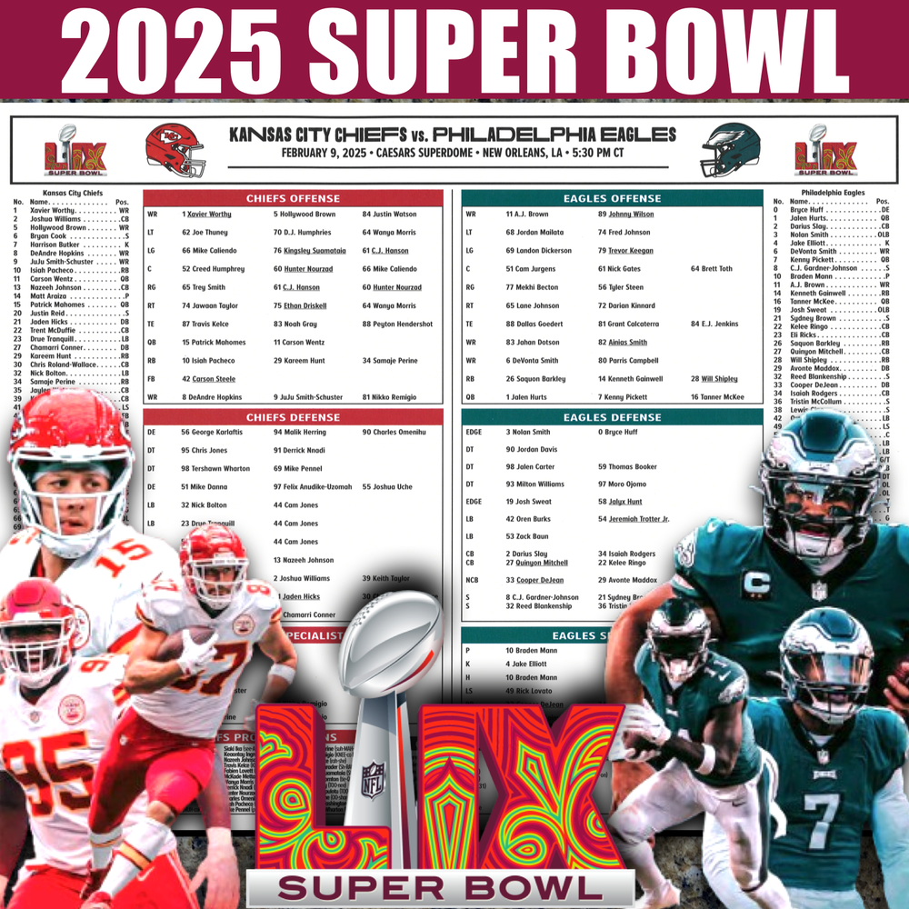 2025 Eagles vs Chiefs Super Bowl LIX Flipcard & Program Notes NFL Football