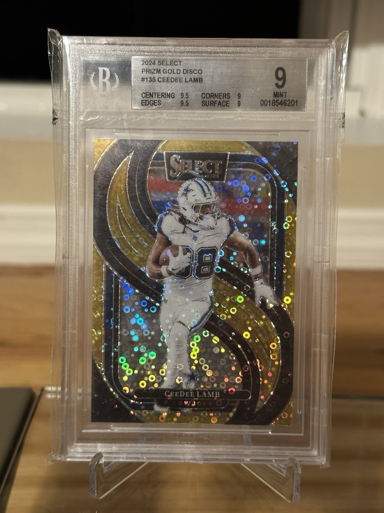 2024 Select  Premier Level CeeDee Lamb Gold Disco Prizm BOOKEND 10/10 BGS 9