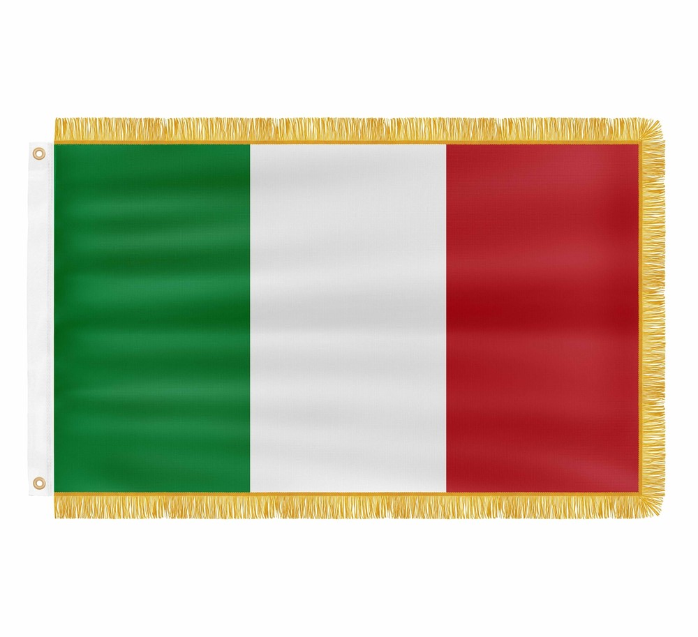 Italian Flag 3x5Ft 200D Nylon with Golden Fringe & Brass Grommets