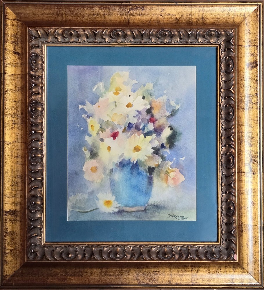 Yervand Nahapetian Watercolor Painting with fremed, signed and date 1975
