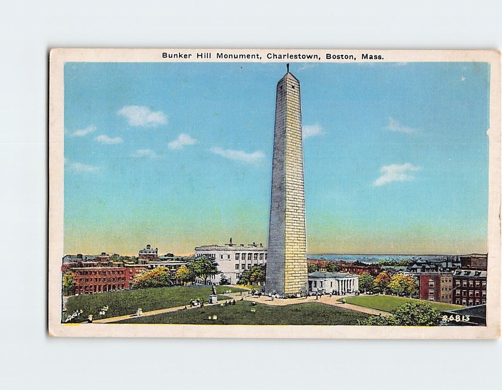 Postcard Bunker Hill Monument Charlestown Boston Massachusetts USA North America