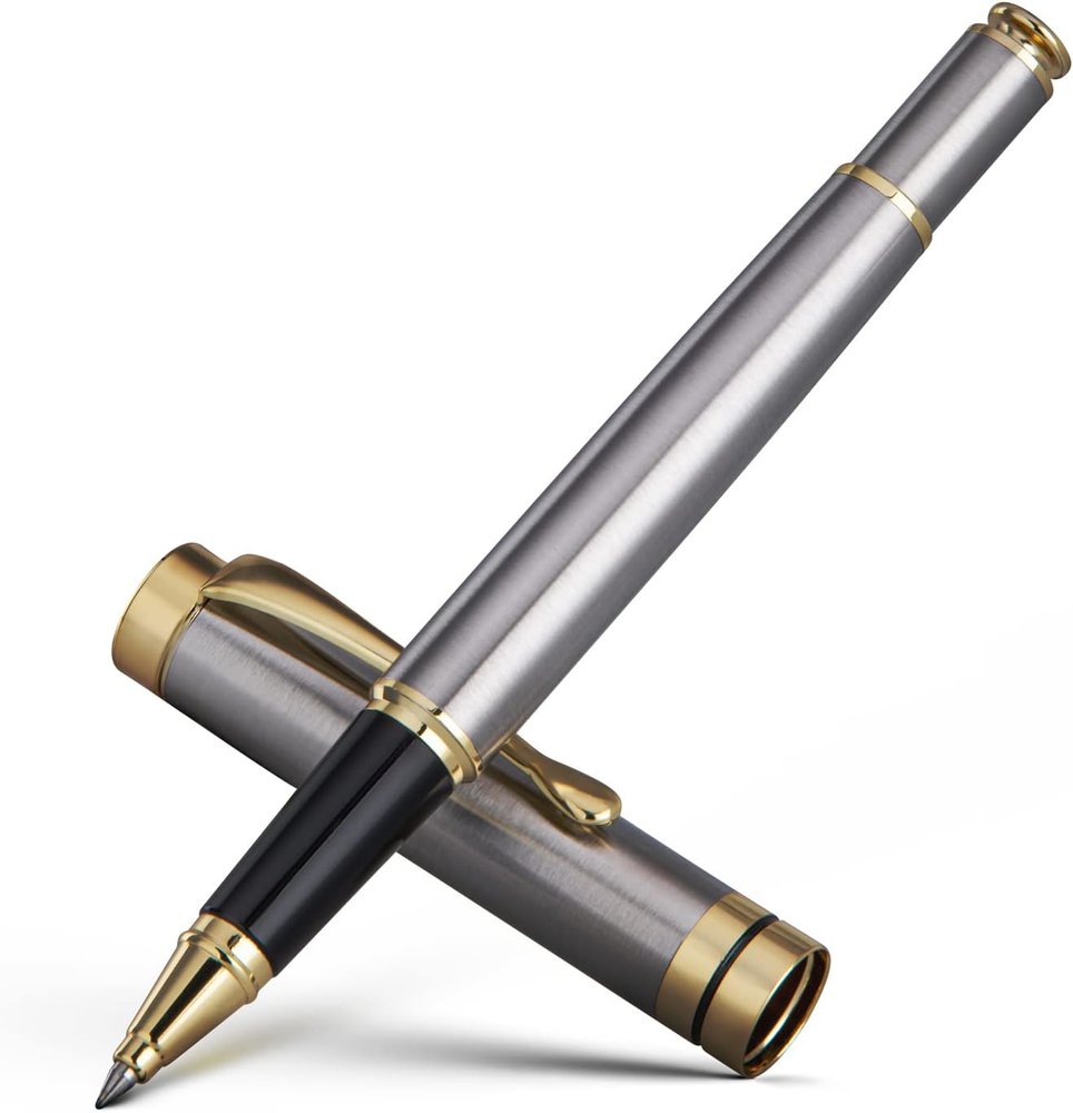 Luxury Silver Chrome Ballpoint Pen Gift Set for Men & Women, 0.5mm Refill