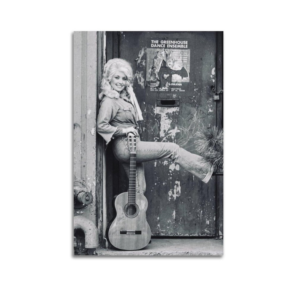 Frswuset Vintage Black And White Poster 1970's Dolly Parton Poster Canvas Wal...