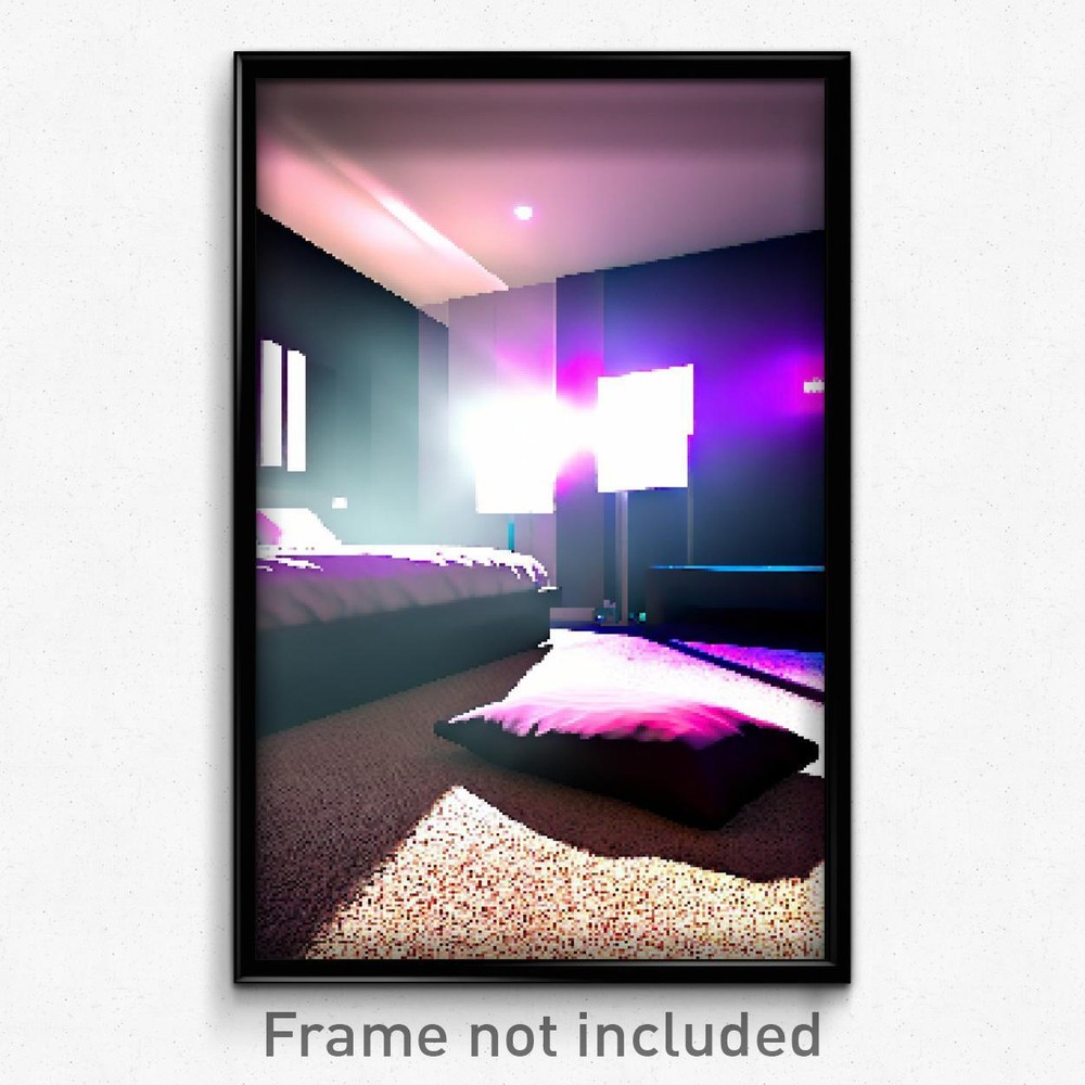 8 Bit Pixel Art Poster - Psychedelic Trippy Video Game Print for Bedroom