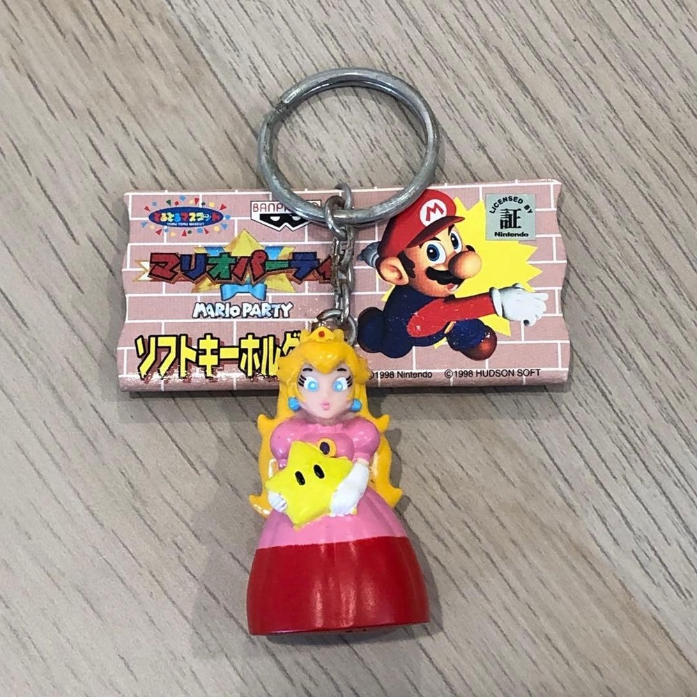 Mario Party 1998 Princess Peach Soft Charm Keychain Figure Banpresto w/ Tag